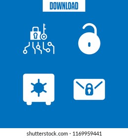 padlock icon. 4 padlock vector set. lock, strongbox and locked email icons for web and design about padlock theme