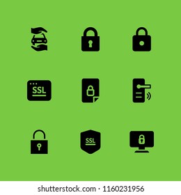padlock icon. 9 padlock set with https, lock, ssl and protection vector icons for web and mobile app