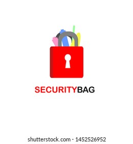 padlock icon as bag for security bag logo vector