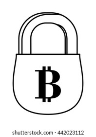 padlock icon. Bitcoin design. vector graphic