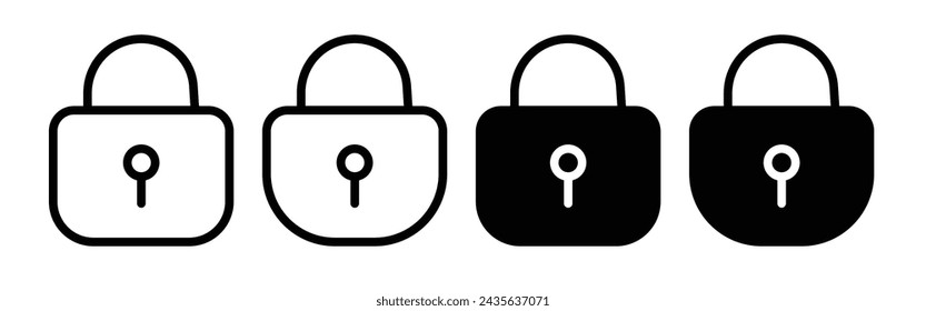 Padlock icon. black filled and outlined styled Padlock icon set on white background