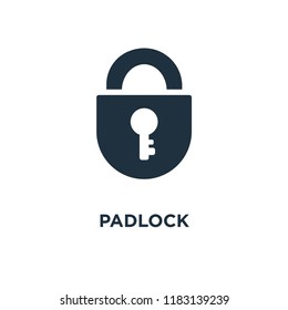 Padlock icon. Black filled vector illustration. Padlock symbol on white background. Can be used in web and mobile.