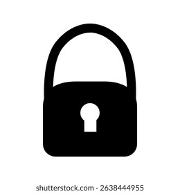 Padlock Icon – Black Silhouette Vector Illustration of Lock Symbol.