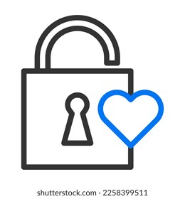 padlock icon blue grey style valentine illustration vector element and symbol perfect. Icon sign from modern collection for web.