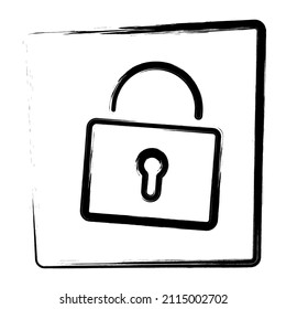 Padlock icon. Brush frame. Vector illustration.