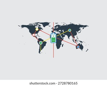 Vorhängeschloss-Symbol in der Mitte einer globalen Netzwerkkarte