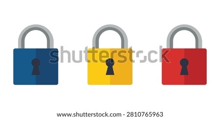 Padlock icon collection featuring colorful security locks representing privacy, authentication, encryption, secure access, cybersecurity, account protection, websites, applications, and digital safety design resources.