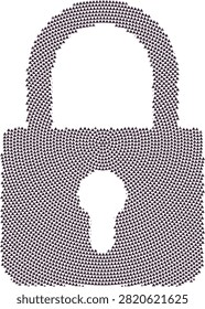A padlock icon composed of many small dark triangles arranged in a pattern against a white background.