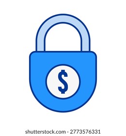 Padlock icon with currency symbol representing financial protection secure transactions and banking safety suitable for payment systems ecommerce and digital finance platforms