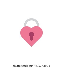 Diseño de icono de candado en forma de corazón rosado. Ilustración vectorial.
