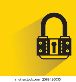 padlock icon with drop shadow on yellow background