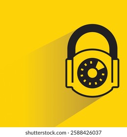 padlock icon with drop shadow on yellow background