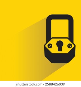 padlock icon with drop shadow on yellow background