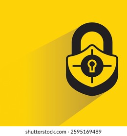 padlock icon with drop shadow on yellow background