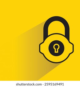 padlock icon with drop shadow on yellow background