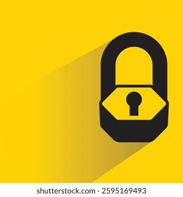 padlock icon with drop shadow on yellow background