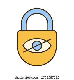 Padlock icon with eye symbol representing visibility control secure observation and privacy monitoring suitable for surveillance systems and data access management
