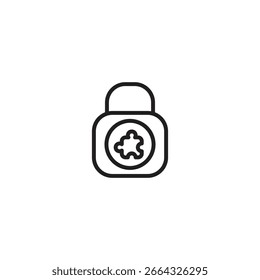 A padlock icon features a cloud symbol within its body. Represents secure cloud storage, protected online data, or encrypted cloud services.