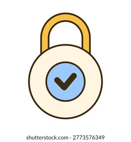 Padlock icon featuring checkmark representing verified access authentication trusted systems and approval security suitable for login validation identity confirmation and safe usage