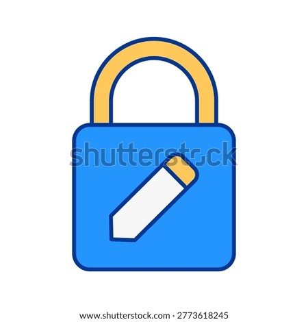 Padlock icon featuring pencil symbol representing editing security document protection and safe modification suitable for content management systems and digital platforms