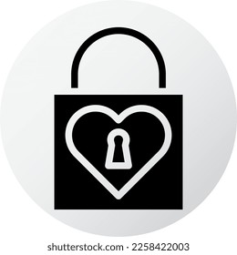 padlock icon filled black white valentine illustration vector element and symbol perfect. Icon sign from modern collection for web.