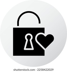 padlock icon filled black white valentine illustration vector element and symbol perfect. Icon sign from modern collection for web.
