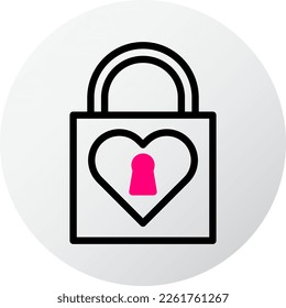 padlock icon filled red style valentine illustration vector element and symbol perfect. Icon sign from modern collection for web.