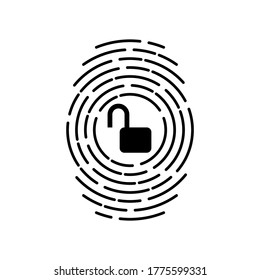 padlock icon with fingerprint access allowed