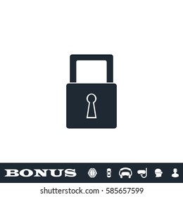 Padlock icon icon flat. Black pictogram on white background. Vector illustration symbol and bonus button