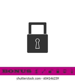 Padlock icon icon flat. Black pictogram on white background. Vector illustration symbol and bonus button