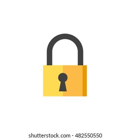 Padlock icon in flat color style. Finance, money, safety, protection 