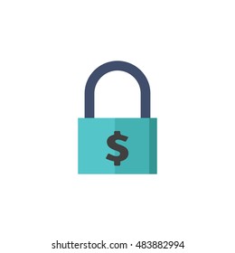 Padlock icon in flat color style. Finance, money, safety, protection 