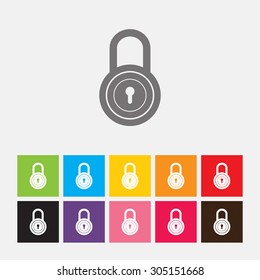 Padlock icon in flat design style. Vector illustration eps 10.