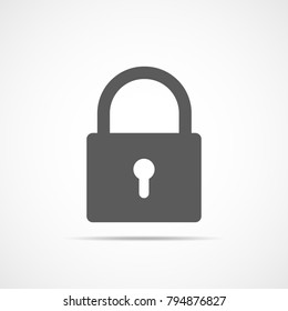 Padlock icon in flat design. Vector illustration. Gray padlock icon on light background.