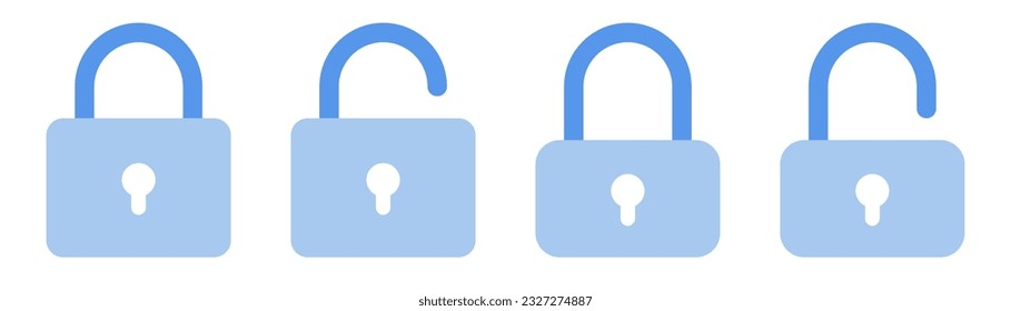Padlock icon in flat. Lock symbol with keyhole. Padlock with keyhole. Lock icon in blue. Password symbol. Padlock silhouette in flat. Protection sign in vector