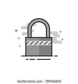 Padlock icon in flat outlined grayscale style. Vector illustration.