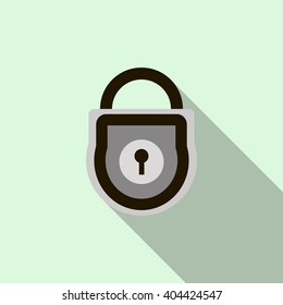Padlock icon, flat style