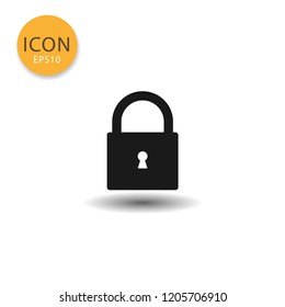 Padlock icon flat style in black color vector illustration on white background.