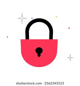 Padlock Icon In Flat Vector Illustration Symbolizing Security, Data Protection, And Online Safety, Isolated On White Background.