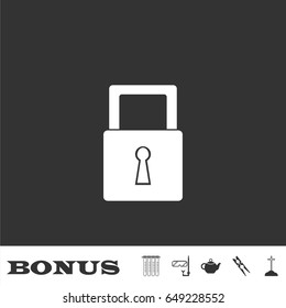 Padlock icon icon flat. White pictogram on black background. Vector illustration symbol and bonus icons