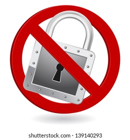 icono de candado signo prohibido