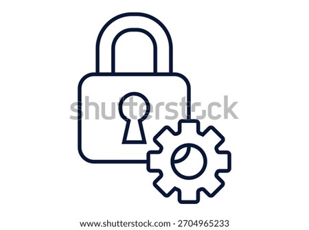 Padlock icon with gear to represent system security management or configuration