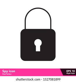 Padlock icon in glyph style, with pixel perfect eps 10. Technology style icon for use in web, application, and mobile.