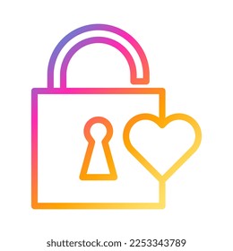 padlock icon gradient style valentine vector illustration perfect. Icon sign from modern collection for web. Nice design perfect.