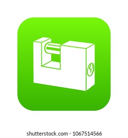 Padlock icon green vector isolated on white background
