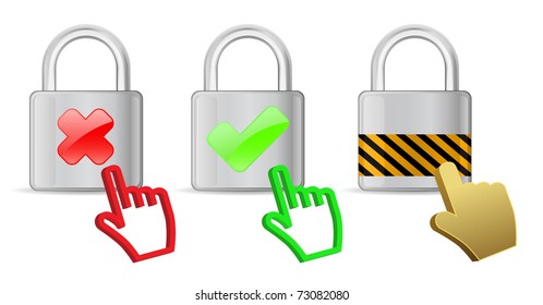 padlock icon with hand cursor