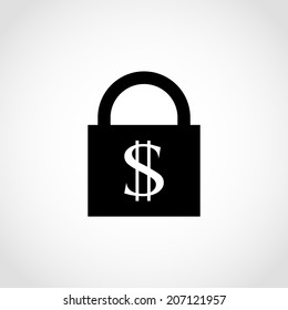 Padlock Icon Isolated on Black Background