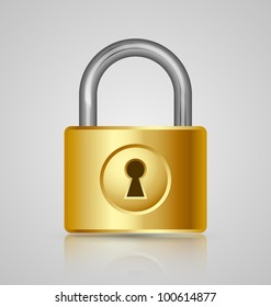 Padlock icon isolated on grey background