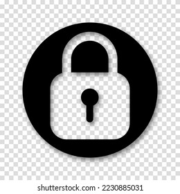 Icono de bloqueo aislado en fondo transparente. Bloqueo de signo de símbolo. Ilustración vectorial.