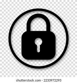 Icono de bloqueo aislado en fondo transparente. Bloqueo de signo de símbolo. Ilustración vectorial.